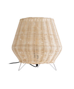 GloboStar® BOLSON 02010 Boho Επιδαπέδιο Φωτιστικό Μονόφωτο 1 x E27 AC220-240V IP20 – Φ30 x Υ30cm – Μπεζ Ξύλινο Μπαμπού Πλέγμα