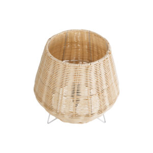 GloboStar® BOLSON 02010 Boho Επιδαπέδιο Φωτιστικό Μονόφωτο 1 x E27 AC220-240V IP20 – Φ30 x Υ30cm – Μπεζ Ξύλινο Μπαμπού Πλέγμα