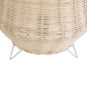 GloboStar® BOLSON 02010 Boho Επιδαπέδιο Φωτιστικό Μονόφωτο 1 x E27 AC220-240V IP20 – Φ30 x Υ30cm – Μπεζ Ξύλινο Μπαμπού Πλέγμα