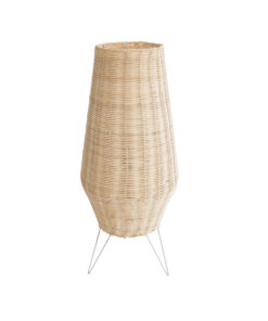 GloboStar® BOLSON 02012 Boho Επιδαπέδιο Φωτιστικό Μονόφωτο 1 x E27 AC220-240V IP20 – Φ30 x Υ70cm – Μπεζ Ξύλινο Μπαμπού Πλέγμα