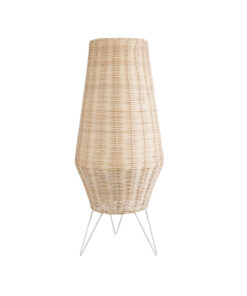 GloboStar® BOLSON 02012 Boho Επιδαπέδιο Φωτιστικό Μονόφωτο 1 x E27 AC220-240V IP20 – Φ30 x Υ70cm – Μπεζ Ξύλινο Μπαμπού Πλέγμα