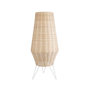 GloboStar® BOLSON 02012 Boho Επιδαπέδιο Φωτιστικό Μονόφωτο 1 x E27 AC220-240V IP20 – Φ30 x Υ70cm – Μπεζ Ξύλινο Μπαμπού Πλέγμα