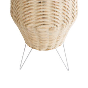 GloboStar® BOLSON 02012 Boho Επιδαπέδιο Φωτιστικό Μονόφωτο 1 x E27 AC220-240V IP20 – Φ30 x Υ70cm – Μπεζ Ξύλινο Μπαμπού Πλέγμα