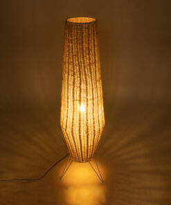 GloboStar® BOLSON 02013 Boho Επιδαπέδιο Φωτιστικό Μονόφωτο 1 x E27 AC220-240V IP20 – Φ30 x Υ120cm – Μπεζ Ξύλινο Μπαμπού Πλέγμα