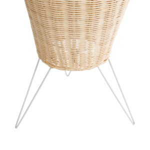 GloboStar® BOLSON 02013 Boho Επιδαπέδιο Φωτιστικό Μονόφωτο 1 x E27 AC220-240V IP20 – Φ30 x Υ120cm – Μπεζ Ξύλινο Μπαμπού Πλέγμα