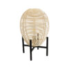GloboStar® NERINA 02014 Boho Επιτραπέζιο Φωτιστικό Πορτατίφ Μονόφωτο 1 x E27 AC220-240V IP20 – Φ30 x Υ50cm – Μαύρο Μεταλλικό με Μπεζ Ρατάν Καπέλο Πλέγμα – 5 Χρόνια Εγγύηση
