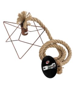 GloboStar® KAZEMI 02019 Μοντέρνο Κρεμαστό Φωτιστικό Οροφής Μονόφωτο 1 x E27 AC220-240V IP20 – Μ18 x Π18 x Υ17cm – Χάλκινο Μεταλλικό με Μπεζ Σχοινί Πλέγμα – 5 Χρόνια Εγγύηση