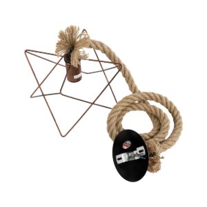 GloboStar® KAZEMI 02019 Μοντέρνο Κρεμαστό Φωτιστικό Οροφής Μονόφωτο 1 x E27 AC220-240V IP20 – Μ18 x Π18 x Υ17cm – Χάλκινο Μεταλλικό με Μπεζ Σχοινί Πλέγμα – 5 Χρόνια Εγγύηση