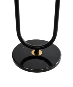 GloboStar® CORDELIA 02024 Μοντέρνο Επιδαπέδιο Φωτιστικό Τραπεζάκι Μονόφωτο 1 x E27 AC220-240V IP20 – Μ30 x Π38 x Υ180cm – Μαύρο με Χρυσό Μεταλλικό & Γυάλινη Γαλακτερή Μπάλα – 5 Χρόνια Εγγύηση