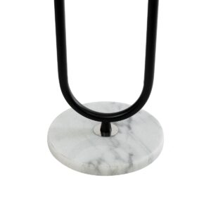 GloboStar® CORDELIA 02026 Μοντέρνο Επιδαπέδιο Φωτιστικό Τραπεζάκι Μονόφωτο 1 x E27 AC220-240V IP20 – Μ30 x Π38 x Υ180cm – Μαύρο με Λευκό Μεταλλικό & Γυάλινη Γαλακτερή Μπάλα – 5 Χρόνια Εγγύηση