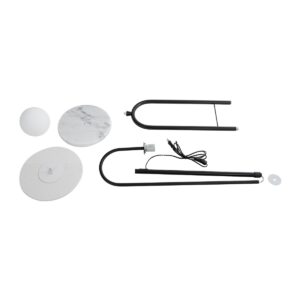 GloboStar® CORDELIA 02026 Μοντέρνο Επιδαπέδιο Φωτιστικό Τραπεζάκι Μονόφωτο 1 x E27 AC220-240V IP20 – Μ30 x Π38 x Υ180cm – Μαύρο με Λευκό Μεταλλικό & Γυάλινη Γαλακτερή Μπάλα – 5 Χρόνια Εγγύηση