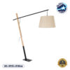 GloboStar® KELSIE 02030 Μοντέρνο Επιδαπέδιο Φωτιστικό Μονόφωτο 1 x E27 AC220-240V IP20 – Μ40 x Π125 x Υ140cm – Μαύρο Μεταλλικό με Μπεζ Ξύλινο Σώμα & Μπεζ Πλεκτό Καπέλο – 5 Χρόνια Εγγύηση