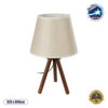 GloboStar® BIOKO 02031 Μοντέρνο Επιτραπέζιο Φωτιστικό Μονόφωτο 1 x E27 AC220-240V IP20 – Φ25 x Υ40cm – Καφέ Ξύλινο Σώμα & Μπεζ Καπέλο Καμπάνα – 5 Χρόνια Εγγύηση