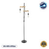 GloboStar® MINDELO 02034 Μοντέρνο Επιδαπέδιο Φωτιστικό Μονόφωτο 2 x E27 AC220-240V IP20 – Μ40 x Π24 x Υ175cm – Μαύρο Μεταλλικό Σώμα με Μπεζ Ξύλινη Βάση – 5 Χρόνια Εγγύηση