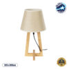 GloboStar® TAKIKO 02042 Μοντέρνο Επιτραπέζιο Φωτιστικό Μονόφωτο 1 x E27 AC220-240V IP20 – Φ25 x Υ48cm – Μπεζ Ξύλινη Βάση & Μπεζ Πλεκτό Καπέλο – 5 Χρόνια Εγγύηση