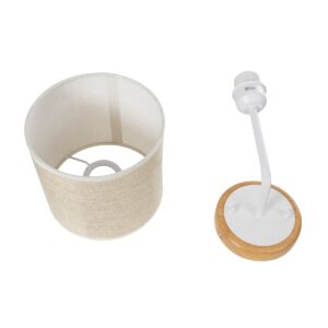 GloboStar® MANU 02044 Μοντέρνο Φωτιστικό Τοίχου – Απλίκα 1 x E27 AC 220-240V – Μ18 x Π20 x Υ37cm – Λευκό Μεταλλικό με Μπεζ Ξύλινο Σώμα & Μπεζ Πλεκτό Καπέλο – 5 Χρόνια Εγγύηση