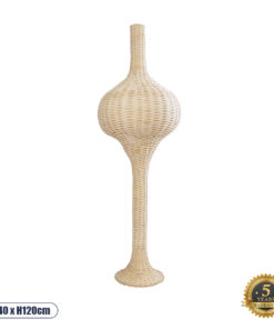 GloboStar® ALADDIN 02050 Boho Επιδαπέδιο Φωτιστικό Μονόφωτο 1 x E27 AC220-240V IP20 – Φ40 x Υ120cm – Μπεζ Μπαμπού Πλέγμα – 5 Χρόνια Εγγύηση