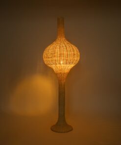 GloboStar® ALADDIN 02050 Boho Επιδαπέδιο Φωτιστικό Μονόφωτο 1 x E27 AC220-240V IP20 – Φ40 x Υ120cm – Μπεζ Μπαμπού Πλέγμα – 5 Χρόνια Εγγύηση