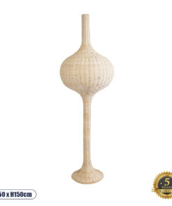 GloboStar® ALADDIN 02051 Boho Επιδαπέδιο Φωτιστικό Μονόφωτο 1 x E27 AC220-240V IP20 – Φ50 x Υ150cm – Μπεζ Μπαμπού Πλέγμα – 5 Χρόνια Εγγύηση