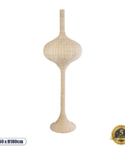 GloboStar® ALADDIN 02052 Boho Επιδαπέδιο Φωτιστικό Μονόφωτο 1 x E27 AC220-240V IP20 – Φ60 x Υ180cm – Μπεζ Μπαμπού Πλέγμα – 5 Χρόνια Εγγύηση