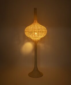 GloboStar® ALADDIN 02052 Boho Επιδαπέδιο Φωτιστικό Μονόφωτο 1 x E27 AC220-240V IP20 – Φ60 x Υ180cm – Μπεζ Μπαμπού Πλέγμα – 5 Χρόνια Εγγύηση