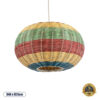 GloboStar® CABALLEROS 02055 Boho Κρεμαστό Φωτιστικό Οροφής Μονόφωτο 1 x E27 AC220-240V IP20 – Φ40 x Υ25cm – Πράσινο με Κίτρινο και Μπλε με Κόκκινο Ξύλινο Μπαμπού Πλέγμα – 5 Χρόνια Εγγύηση