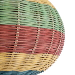 GloboStar® CABALLEROS 02055 Boho Κρεμαστό Φωτιστικό Οροφής Μονόφωτο 1 x E27 AC220-240V IP20 – Φ40 x Υ25cm – Πράσινο με Κίτρινο και Μπλε με Κόκκινο Ξύλινο Μπαμπού Πλέγμα – 5 Χρόνια Εγγύηση