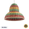 GloboStar® CABALLEROS 02057 Boho Κρεμαστό Φωτιστικό Οροφής Μονόφωτο 1 x E27 AC220-240V IP20 – Φ40 x Υ30cm – Πράσινο με Κίτρινο και Μπεζ με Κόκκινο Ξύλινο Μπαμπού Πλέγμα Καμπάνα – 5 Χρόνια Εγγύηση