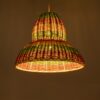 GloboStar® CABALLEROS 02057 Boho Κρεμαστό Φωτιστικό Οροφής Μονόφωτο 1 x E27 AC220-240V IP20 – Φ40 x Υ30cm – Πράσινο με Κίτρινο και Μπεζ με Κόκκινο Ξύλινο Μπαμπού Πλέγμα Καμπάνα – 5 Χρόνια Εγγύηση