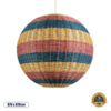 GloboStar® CABALLEROS 02063 Boho Κρεμαστό Φωτιστικό Οροφής Μονόφωτο 1 x E27 AC220-240V IP20 – Φ70 x Υ70cm – Μπλε με Κίτρινο και Κόκκινο Μπαμπού Πλέγμα Μπάλα – 5 Χρόνια Εγγύηση