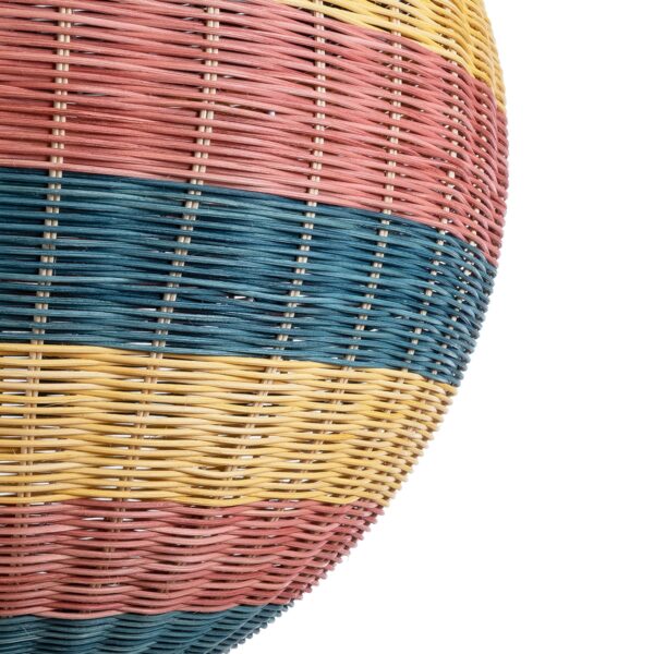 GloboStar® CABALLEROS 02063 Boho Κρεμαστό Φωτιστικό Οροφής Μονόφωτο 1 x E27 AC220-240V IP20 – Φ70 x Υ70cm – Μπλε με Κίτρινο και Κόκκινο Μπαμπού Πλέγμα Μπάλα – 5 Χρόνια Εγγύηση
