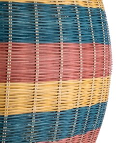 GloboStar® CABALLEROS 02066 Boho Κρεμαστό Φωτιστικό Οροφής Μονόφωτο 1 x E27 AC220-240V IP20 – Φ70 x Υ80cm – Πράσινο με Κίτρινο και Μπλε με Κόκκινο Ξύλινο Μπαμπού Πλέγμα – 5 Χρόνια Εγγύηση