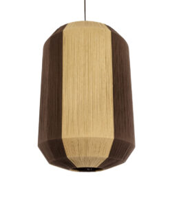 GloboStar® SALERNO 02076 Boho Κρεμαστό Φωτιστικό Οροφής Μονόφωτο 1 x E27 AC220-240V IP20 – Φ50 x Υ80cm – Μπεζ με Καφέ Λεπτό Νήμα Βαμβακερό Πλέγμα Καμπάνα – 5 Χρόνια Εγγύηση