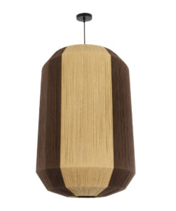 GloboStar® SALERNO 02076 Boho Κρεμαστό Φωτιστικό Οροφής Μονόφωτο 1 x E27 AC220-240V IP20 – Φ50 x Υ80cm – Μπεζ με Καφέ Λεπτό Νήμα Βαμβακερό Πλέγμα Καμπάνα – 5 Χρόνια Εγγύηση