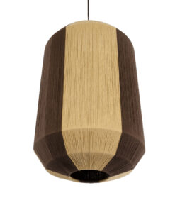 GloboStar® SALERNO 02076 Boho Κρεμαστό Φωτιστικό Οροφής Μονόφωτο 1 x E27 AC220-240V IP20 – Φ50 x Υ80cm – Μπεζ με Καφέ Λεπτό Νήμα Βαμβακερό Πλέγμα Καμπάνα – 5 Χρόνια Εγγύηση