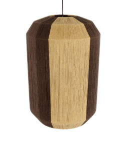 GloboStar® SALERNO 02076 Boho Κρεμαστό Φωτιστικό Οροφής Μονόφωτο 1 x E27 AC220-240V IP20 – Φ50 x Υ80cm – Μπεζ με Καφέ Λεπτό Νήμα Βαμβακερό Πλέγμα Καμπάνα – 5 Χρόνια Εγγύηση