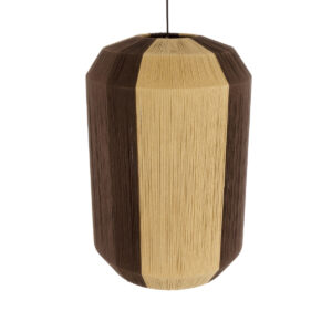 GloboStar® SALERNO 02076 Boho Κρεμαστό Φωτιστικό Οροφής Μονόφωτο 1 x E27 AC220-240V IP20 – Φ50 x Υ80cm – Μπεζ με Καφέ Λεπτό Νήμα Βαμβακερό Πλέγμα Καμπάνα – 5 Χρόνια Εγγύηση