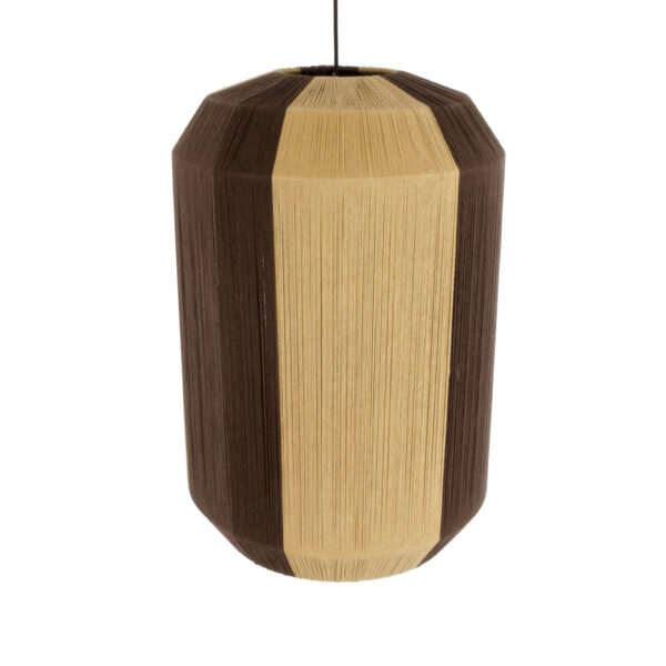 GloboStar® SALERNO 02076 Boho Κρεμαστό Φωτιστικό Οροφής Μονόφωτο 1 x E27 AC220-240V IP20 – Φ50 x Υ80cm – Μπεζ με Καφέ Λεπτό Νήμα Βαμβακερό Πλέγμα Καμπάνα – 5 Χρόνια Εγγύηση