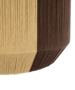 GloboStar® SALERNO 02076 Boho Κρεμαστό Φωτιστικό Οροφής Μονόφωτο 1 x E27 AC220-240V IP20 – Φ50 x Υ80cm – Μπεζ με Καφέ Λεπτό Νήμα Βαμβακερό Πλέγμα Καμπάνα – 5 Χρόνια Εγγύηση