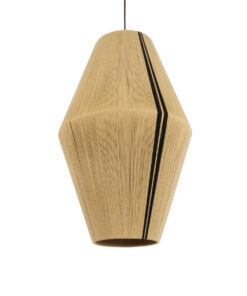 GloboStar® SALERNO 02077 Boho Κρεμαστό Φωτιστικό Οροφής Μονόφωτο 1 x E27 AC220-240V IP20 – Φ50 x Υ80cm – Μπεζ με Μαύρο Λεπτό Νήμα Βαμβακερό Πλέγμα Καμπάνα – 5 Χρόνια Εγγύηση