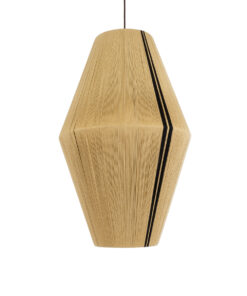 GloboStar® SALERNO 02077 Boho Κρεμαστό Φωτιστικό Οροφής Μονόφωτο 1 x E27 AC220-240V IP20 – Φ50 x Υ80cm – Μπεζ με Μαύρο Λεπτό Νήμα Βαμβακερό Πλέγμα Καμπάνα – 5 Χρόνια Εγγύηση