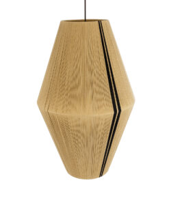 GloboStar® SALERNO 02077 Boho Κρεμαστό Φωτιστικό Οροφής Μονόφωτο 1 x E27 AC220-240V IP20 – Φ50 x Υ80cm – Μπεζ με Μαύρο Λεπτό Νήμα Βαμβακερό Πλέγμα Καμπάνα – 5 Χρόνια Εγγύηση