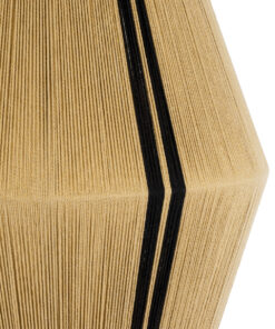 GloboStar® SALERNO 02077 Boho Κρεμαστό Φωτιστικό Οροφής Μονόφωτο 1 x E27 AC220-240V IP20 – Φ50 x Υ80cm – Μπεζ με Μαύρο Λεπτό Νήμα Βαμβακερό Πλέγμα Καμπάνα – 5 Χρόνια Εγγύηση