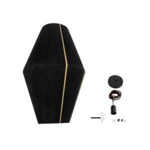 GloboStar® SALERNO 02078 Boho Κρεμαστό Φωτιστικό Οροφής Μονόφωτο 1 x E27 AC220-240V IP20 – Φ50 x Υ80cm – Μαύρο με Μπεζ Λεπτό Νήμα Βαμβακερό Πλέγμα Καμπάνα – 5 Χρόνια Εγγύηση