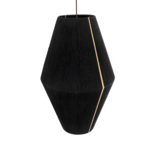 GloboStar® SALERNO 02078 Boho Κρεμαστό Φωτιστικό Οροφής Μονόφωτο 1 x E27 AC220-240V IP20 – Φ50 x Υ80cm – Μαύρο με Μπεζ Λεπτό Νήμα Βαμβακερό Πλέγμα Καμπάνα – 5 Χρόνια Εγγύηση