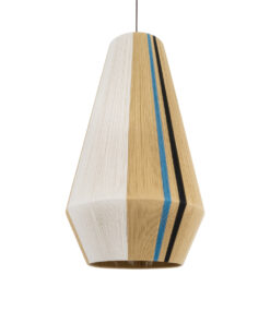 GloboStar® SALERNO 02079 Boho Κρεμαστό Φωτιστικό Οροφής Μονόφωτο 1 x E27 AC220-240V IP20 – Φ50 x Υ90cm – Μπεζ με Λευκό και Γαλάζια με Μαύρη Λεπτομέρεια Λεπτό Νήμα Βαμβακερό Πλέγμα Καμπάνα – 5 Χρόνια Εγγύηση