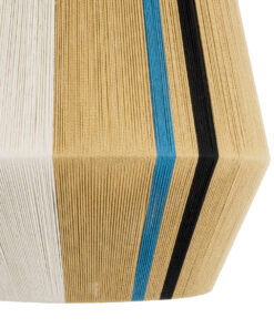 GloboStar® SALERNO 02079 Boho Κρεμαστό Φωτιστικό Οροφής Μονόφωτο 1 x E27 AC220-240V IP20 – Φ50 x Υ90cm – Μπεζ με Λευκό και Γαλάζια με Μαύρη Λεπτομέρεια Λεπτό Νήμα Βαμβακερό Πλέγμα Καμπάνα – 5 Χρόνια Εγγύηση