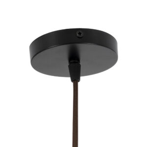 GloboStar® SALERNO 02079 Boho Κρεμαστό Φωτιστικό Οροφής Μονόφωτο 1 x E27 AC220-240V IP20 – Φ50 x Υ90cm – Μπεζ με Λευκό και Γαλάζια με Μαύρη Λεπτομέρεια Λεπτό Νήμα Βαμβακερό Πλέγμα Καμπάνα – 5 Χρόνια Εγγύηση