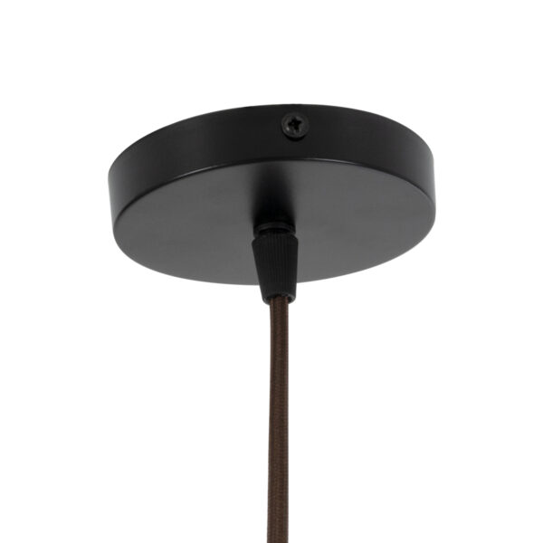 GloboStar® SALERNO 02079 Boho Κρεμαστό Φωτιστικό Οροφής Μονόφωτο 1 x E27 AC220-240V IP20 – Φ50 x Υ90cm – Μπεζ με Λευκό και Γαλάζια με Μαύρη Λεπτομέρεια Λεπτό Νήμα Βαμβακερό Πλέγμα Καμπάνα – 5 Χρόνια Εγγύηση