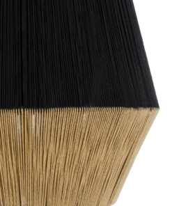 GloboStar® SALERNO 02080 Boho Κρεμαστό Φωτιστικό Οροφής Μονόφωτο 1 x E27 AC220-240V IP20 – Φ50 x Υ80cm – Μαύρο με Μπεζ Λεπτό Νήμα Βαμβακερό Πλέγμα Καμπάνα – 5 Χρόνια Εγγύηση